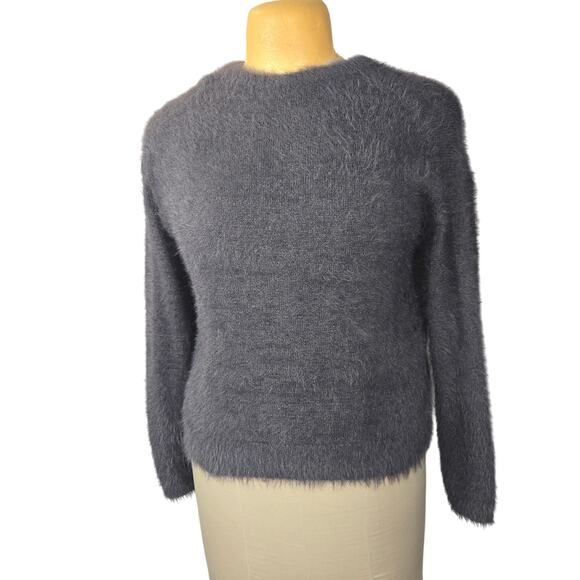 Velvet Graham & Spencer Women Medium Gray Eyelash Knit Sweater Fuzzy Soft Casual - Picture 1 of 9